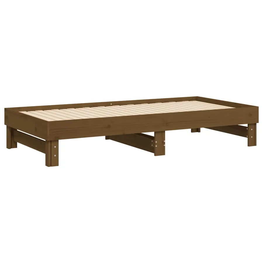 Lit coulissant sans matelas marron miel 2x(75x190) cm - 8