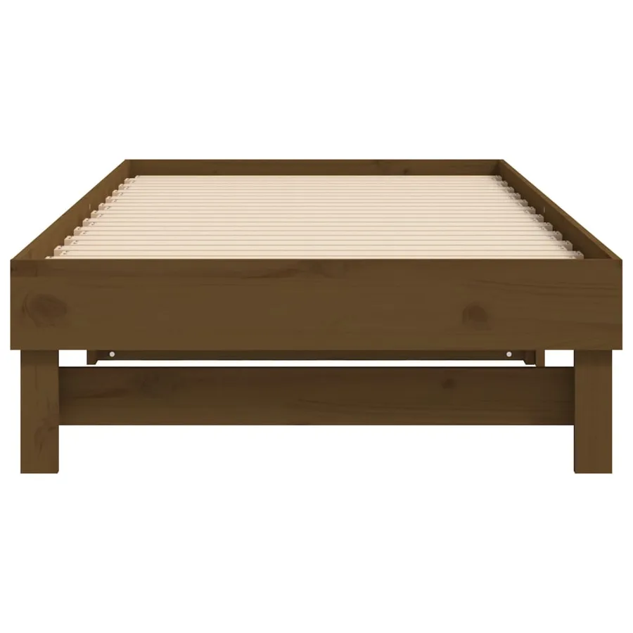 Lit coulissant sans matelas marron miel 2x(75x190) cm - 9