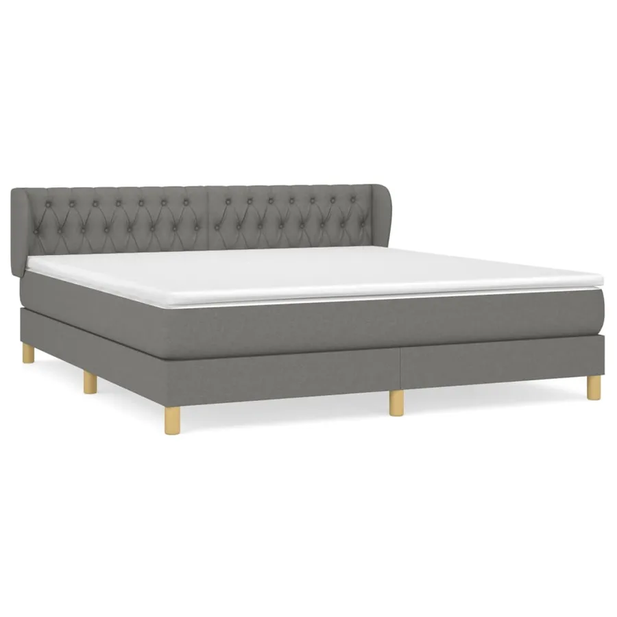 Sommier à lattes de lit avec matelas Gris foncé 180x200cm Tissu - 2