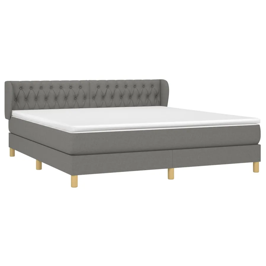 Sommier à lattes de lit avec matelas Gris foncé 180x200cm Tissu - 3