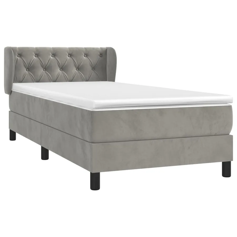 Sommier à lattes de lit et matelas Gris clair 80x200 cm Velours - 3