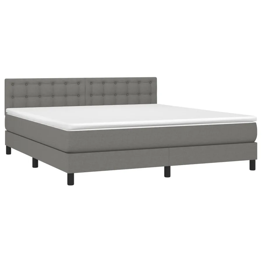 Sommier à lattes de lit matelas LED Gris foncé 160x200 cm Tissu - 3