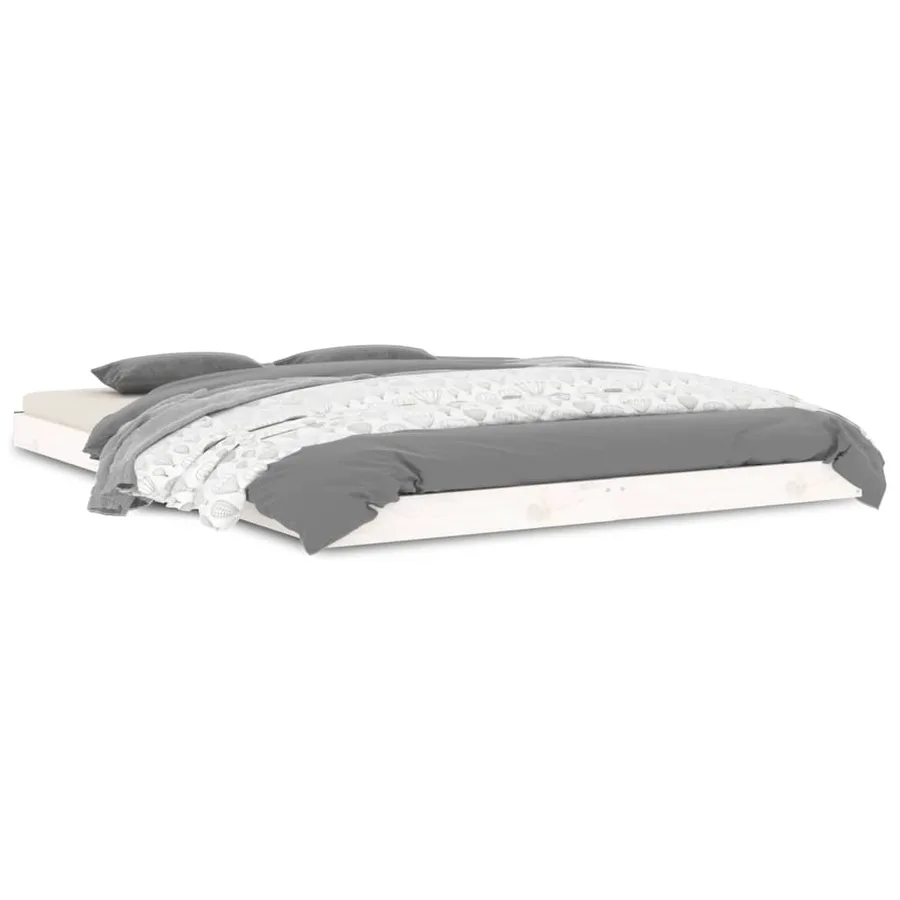 Cadre de lit sans matelas blanc 135x190 cm bois de pin massif - 2