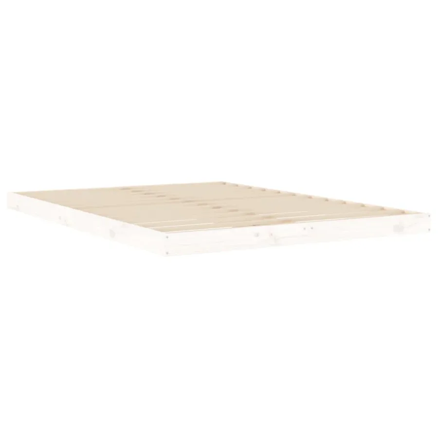 Cadre de lit sans matelas blanc 135x190 cm bois de pin massif - 4