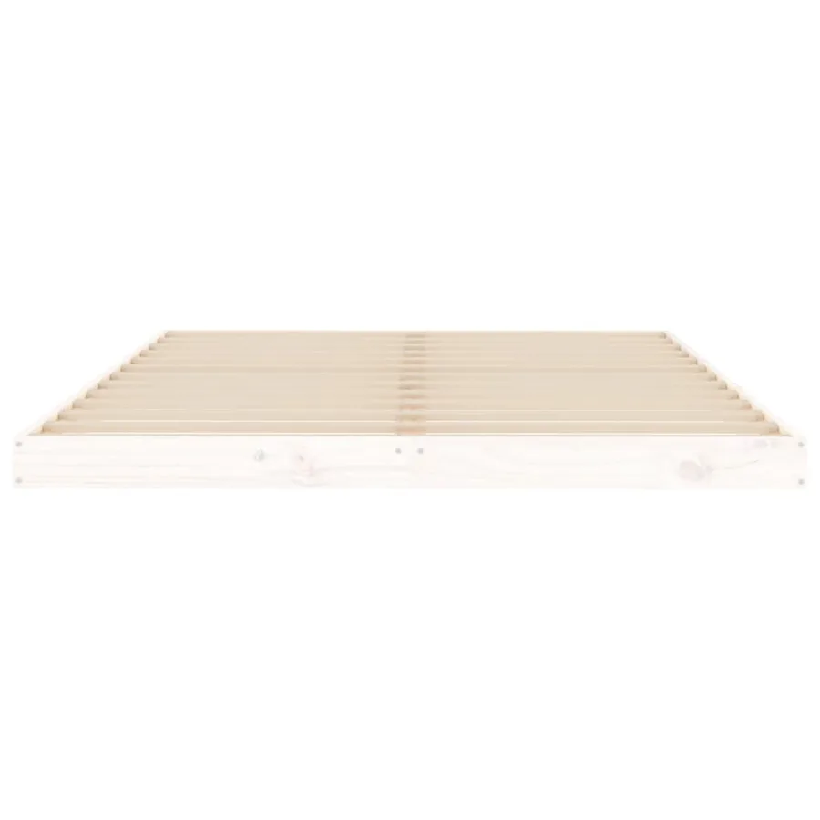 Cadre de lit sans matelas blanc 135x190 cm bois de pin massif - 5