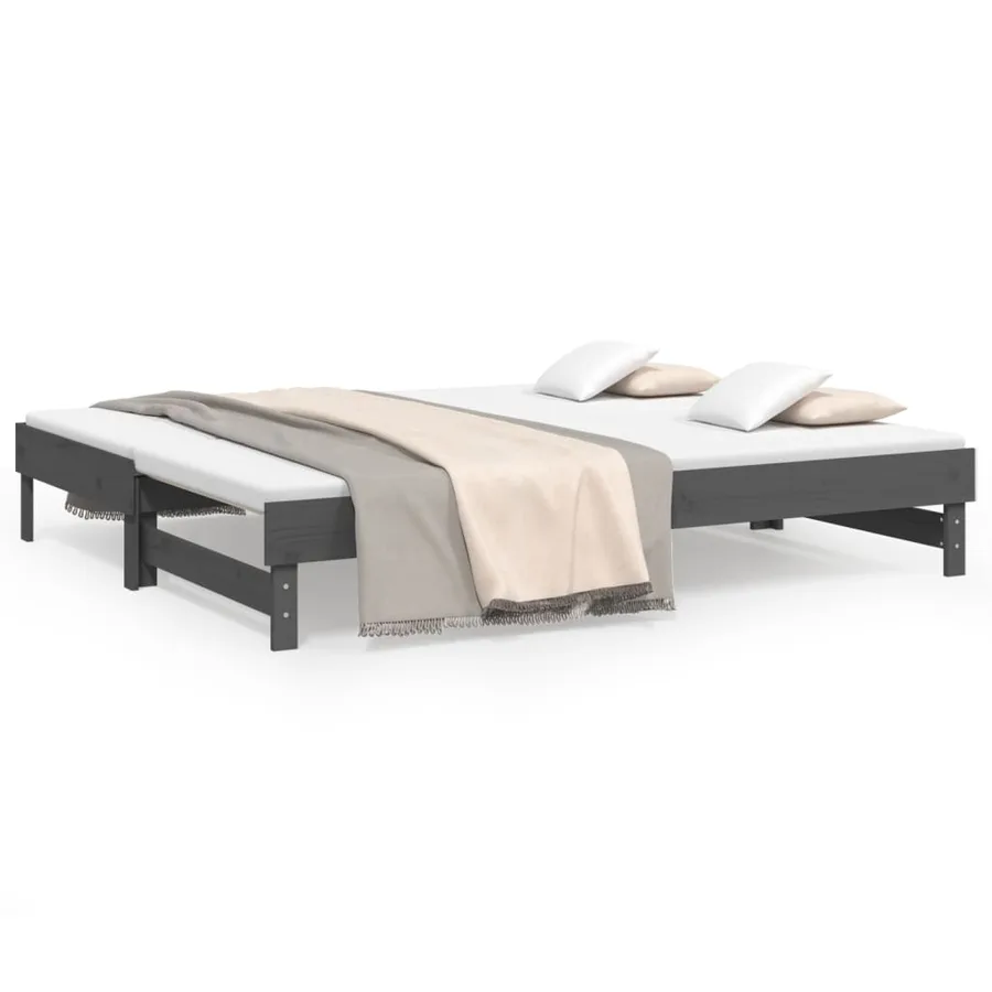 Lit coulissant sans matelas gris 2x(100x200) cm - 2