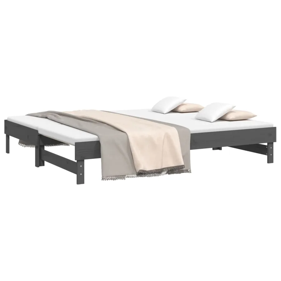 Lit coulissant sans matelas gris 2x(100x200) cm - 3