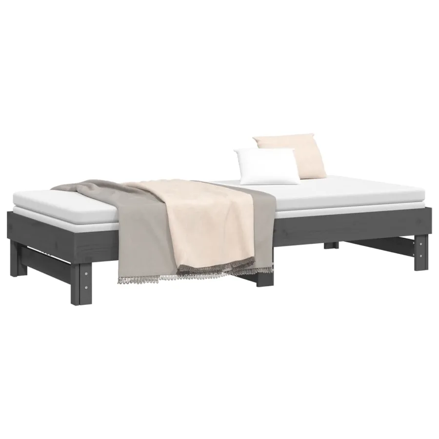 Lit coulissant sans matelas gris 2x(100x200) cm - 6