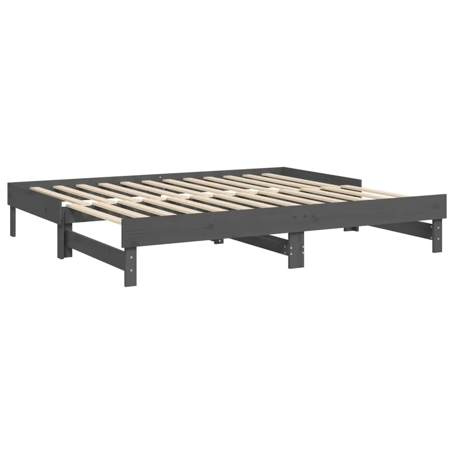Lit coulissant sans matelas gris 2x(100x200) cm - 7