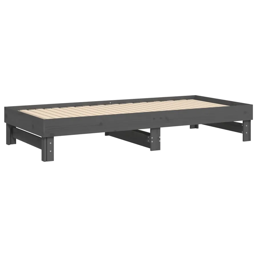 Lit coulissant sans matelas gris 2x(100x200) cm - 8