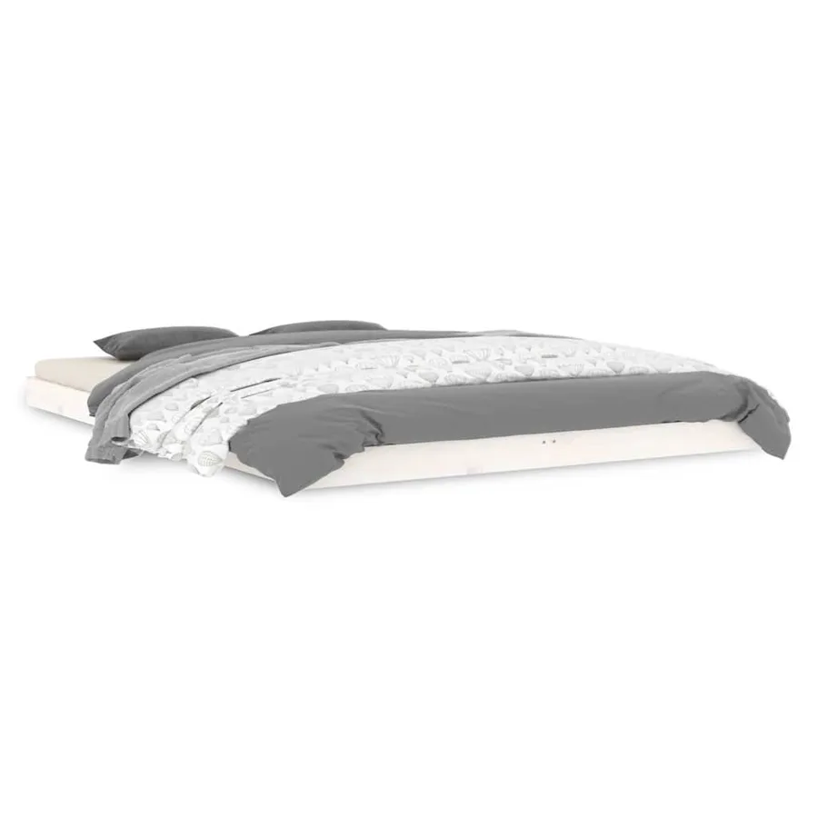 Cadre de lit sans matelas blanc 140x200 cm bois de pin massif - 2