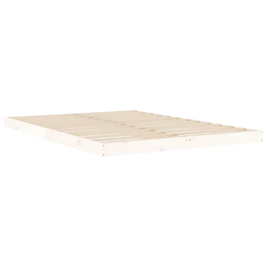 Cadre de lit sans matelas blanc 140x200 cm bois de pin massif - 4