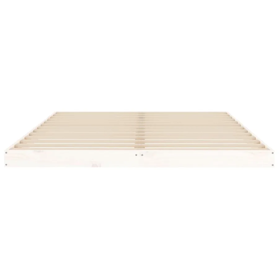 Cadre de lit sans matelas blanc 140x200 cm bois de pin massif - 5