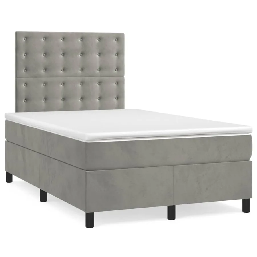 Sommier à lattes de lit et matelas Gris clair 120x200cm Velours - 2