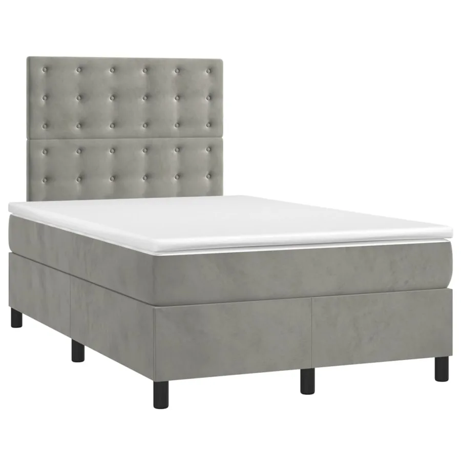 Sommier à lattes de lit et matelas Gris clair 120x200cm Velours - 3
