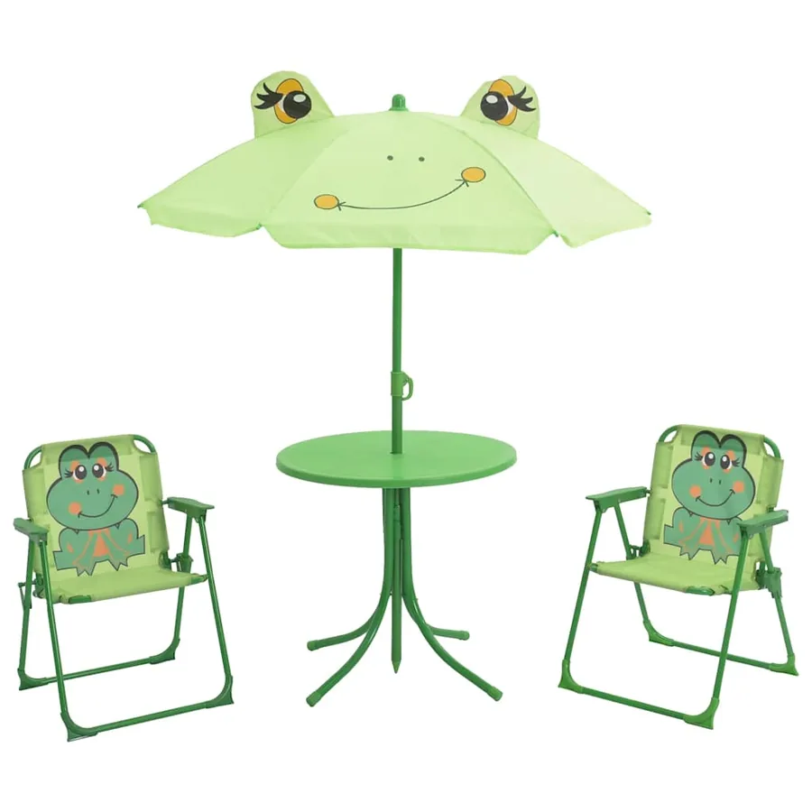 Ensemble de bistro avec parasol pour enfants 3 pcs Vert