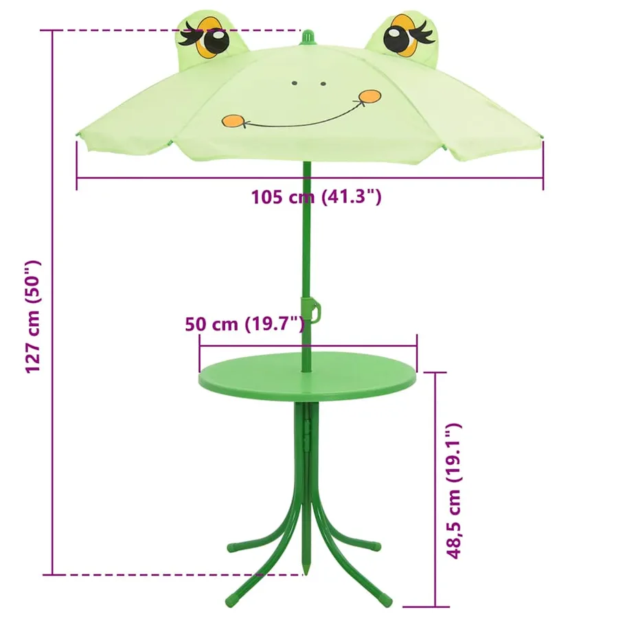 Ensemble de bistro avec parasol pour enfants 3 pcs Vert - 14