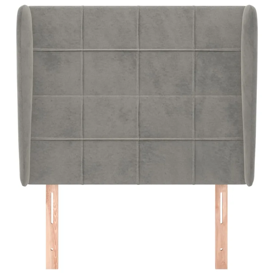 Tête de lit avec oreilles Gris clair 93x23x118/128 cm Velours - 3