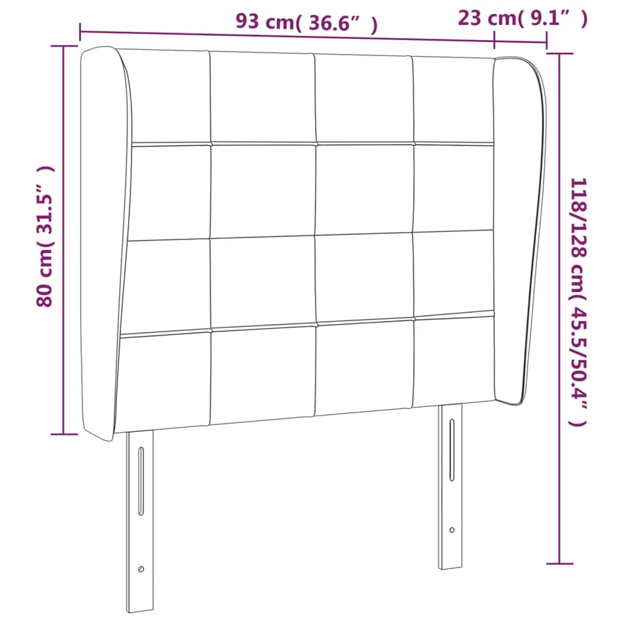 Tête de lit avec oreilles Gris clair 93x23x118/128 cm Velours - 9