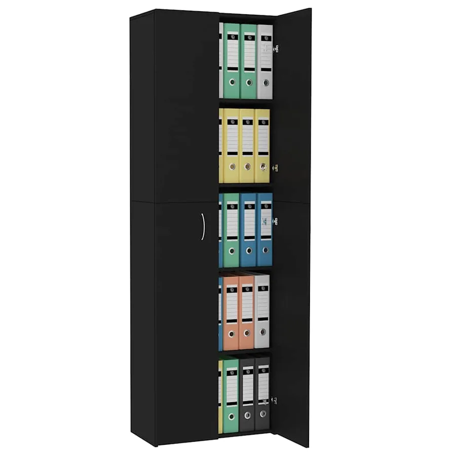 Armoire de bureau Noir 60x32x190 cm Bois d'ingénierie - 4