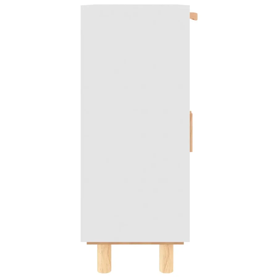 Buffet Blanc 60x30x75 cm Bois de pin massif et rotin naturel - 6