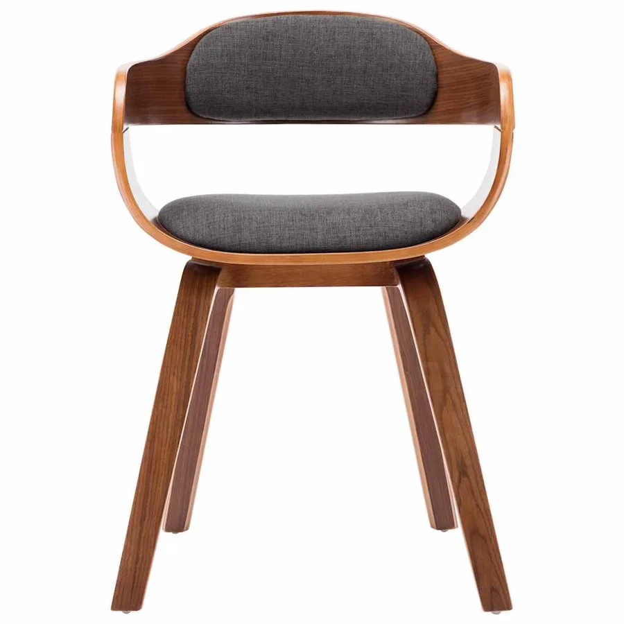 Chaise de salle à manger Gris foncé Tissu et bois courbé - 2