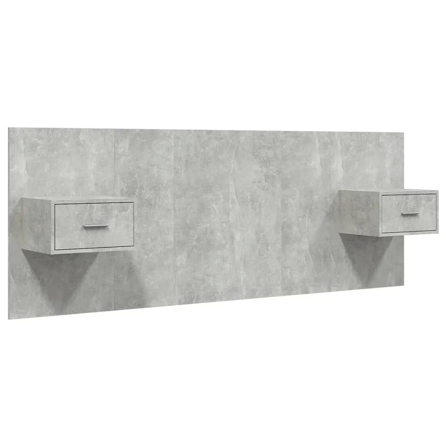 Tête de lit avec armoires Gris béton Bois d'ingénierie - 2