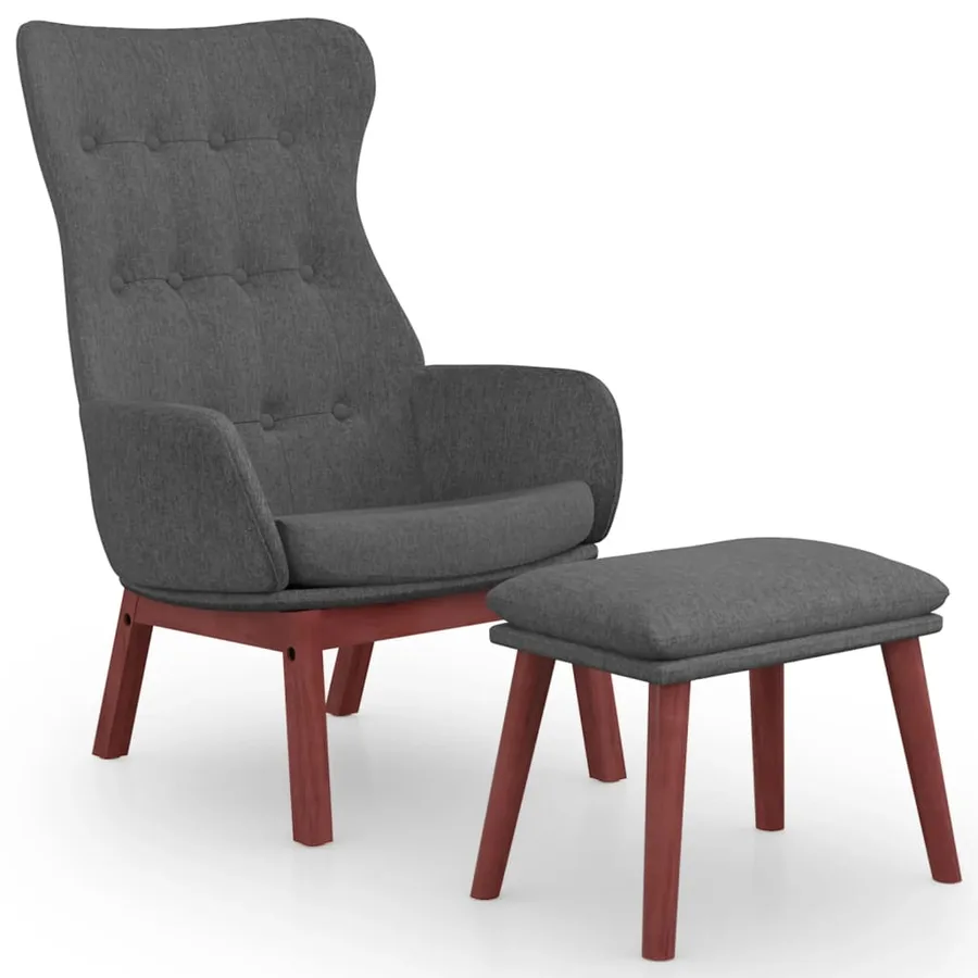 Chaise de relaxation avec repose-pied Gris foncé Tissu - 2