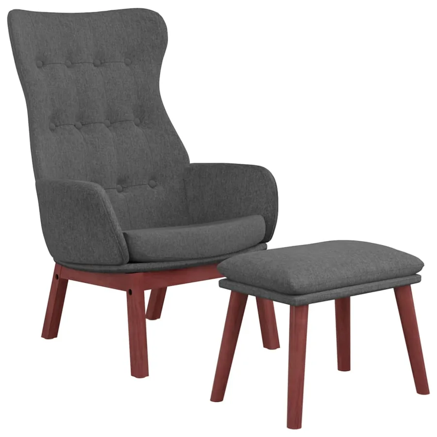 Chaise de relaxation avec repose-pied Gris foncé Tissu - 3