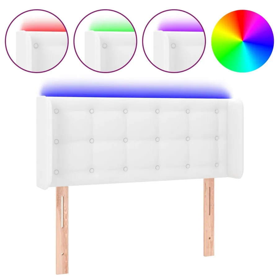 Tête de lit à LED Blanc 83x16x78/88 cm Similicuir - 2
