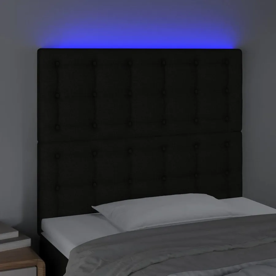 Tête de lit à LED Noir 90x5x118/128 cm Tissu - 3