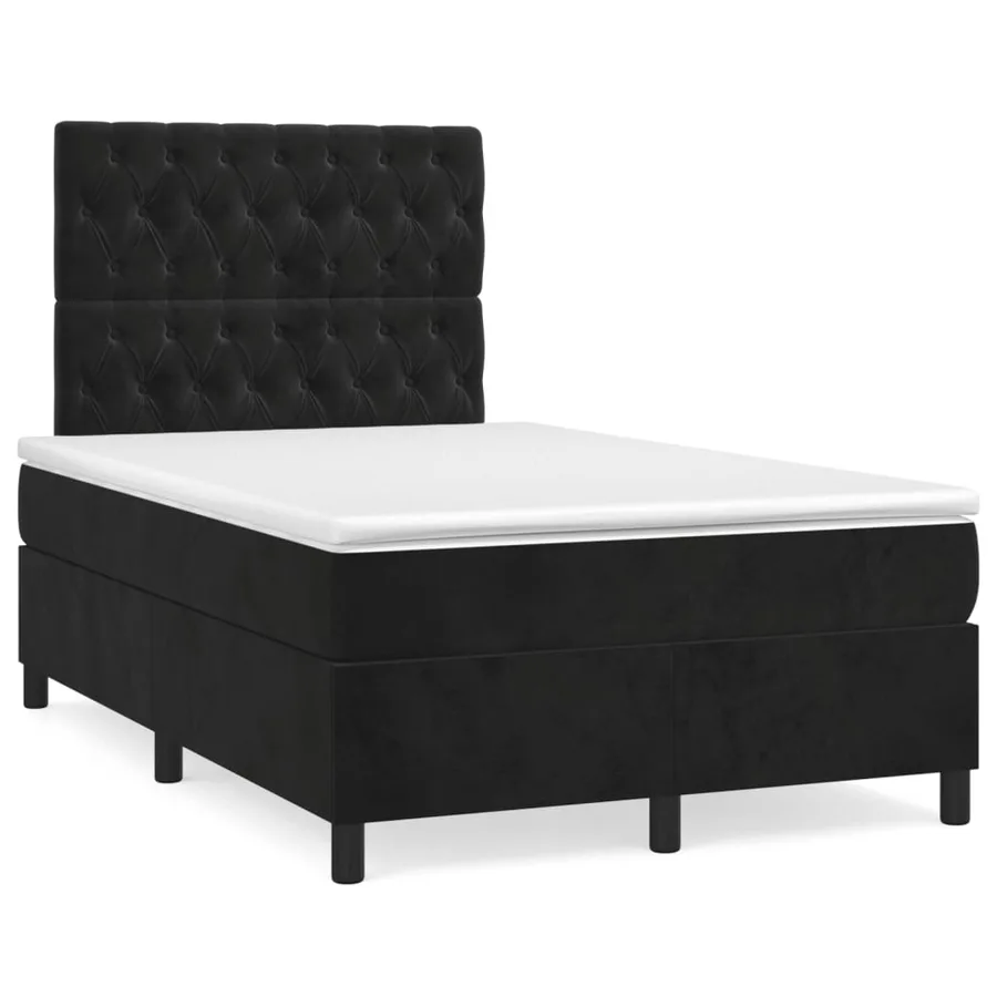 Sommier à lattes de lit avec matelas Noir 120x200 cm Velours - 2