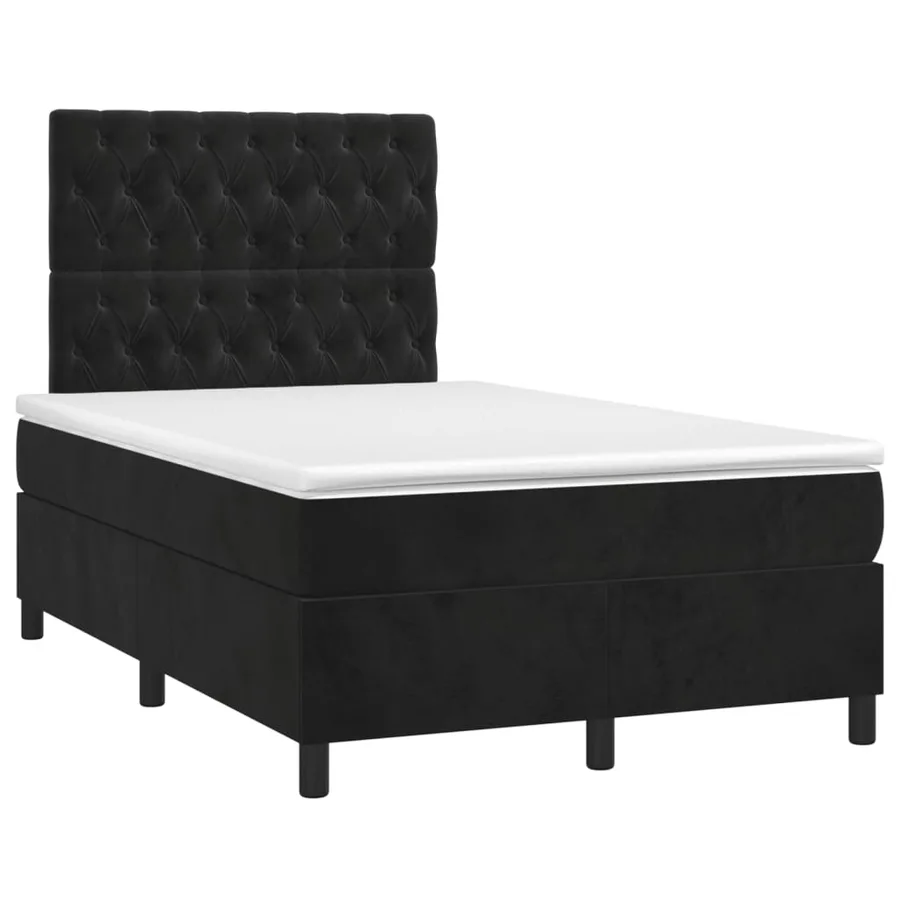 Sommier à lattes de lit avec matelas Noir 120x200 cm Velours - 3