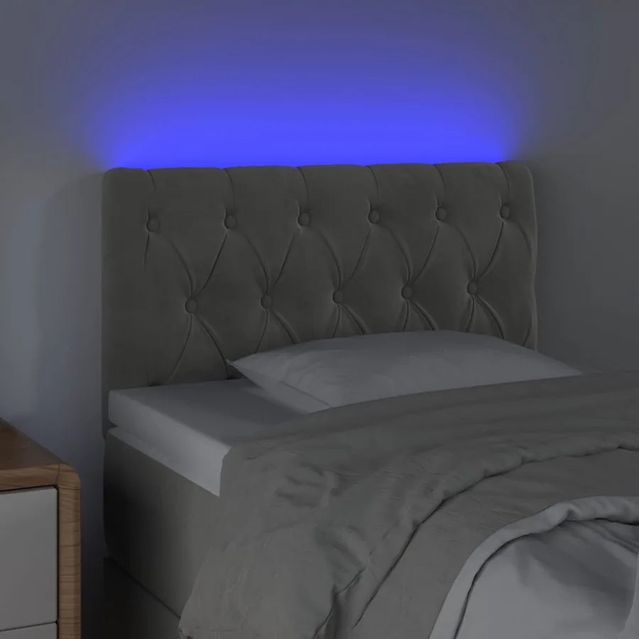 Tête de lit à LED Gris clair 80x7x78/88 cm Velours - 3