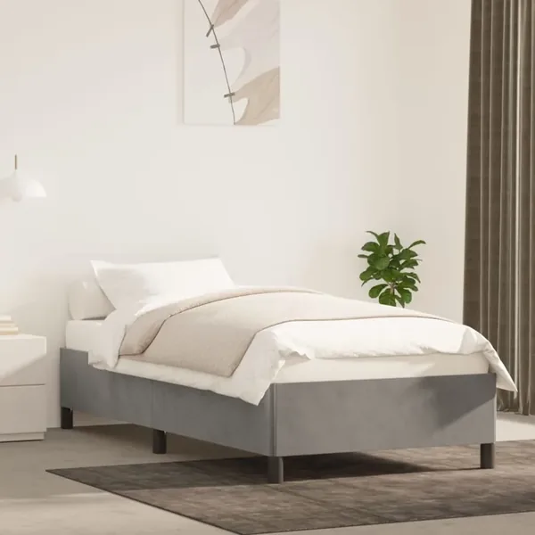 Cadre de lit sans matelas gris clair 100x200 cm velours