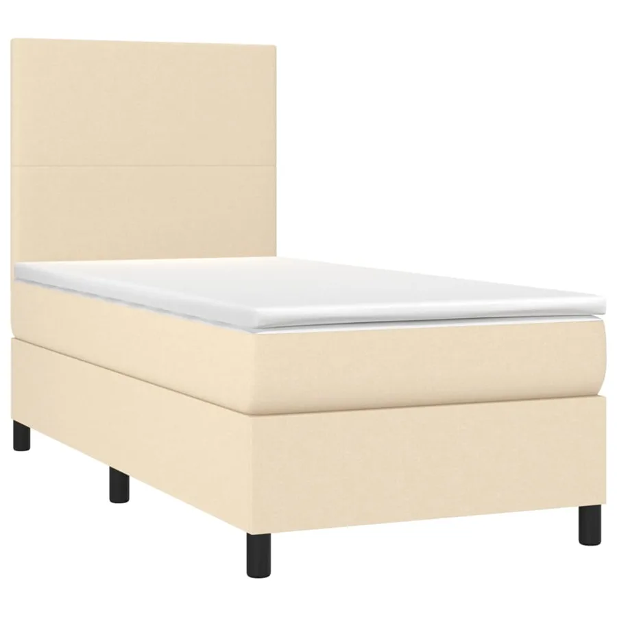 Sommier à lattes de lit avec matelas Crème 90x200 cm Tissu - 3