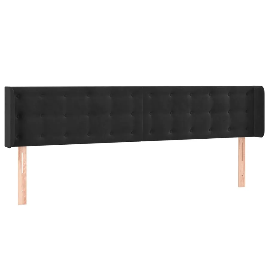 Tête de lit avec oreilles Noir 203x16x78/88 cm Velours - 2