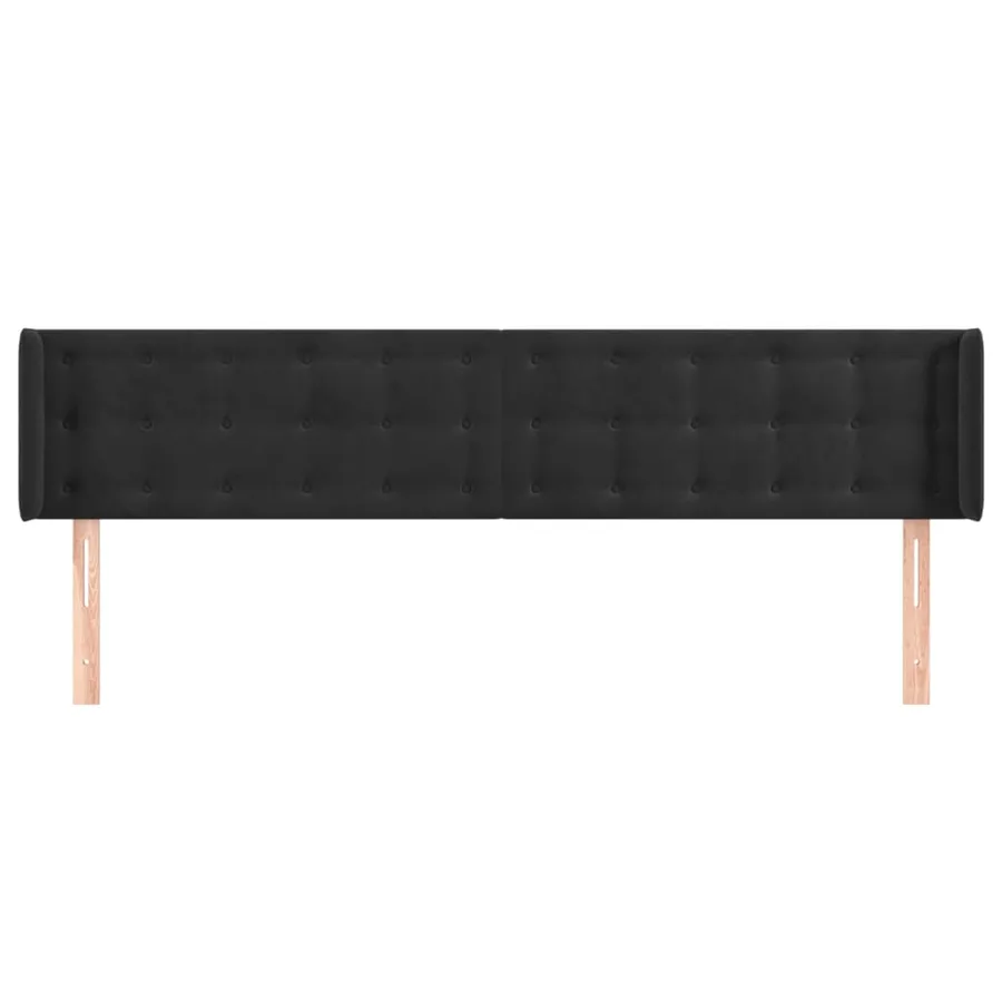 Tête de lit avec oreilles Noir 203x16x78/88 cm Velours - 3