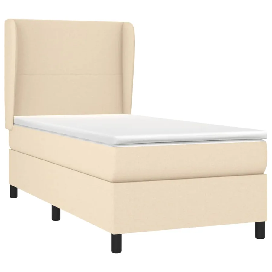 Sommier à lattes de lit et matelas Crème 90x190 cm Tissu - 3
