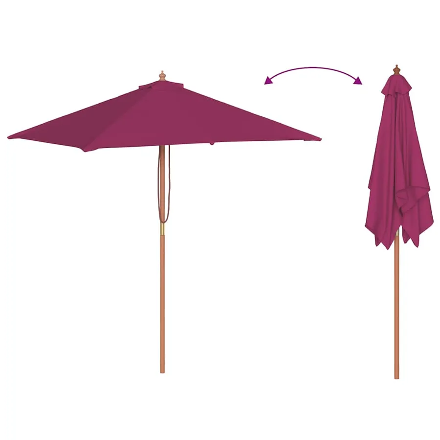 Parasol d'extérieur avec mât en bois 150x200 cm rouge bordeaux - 6