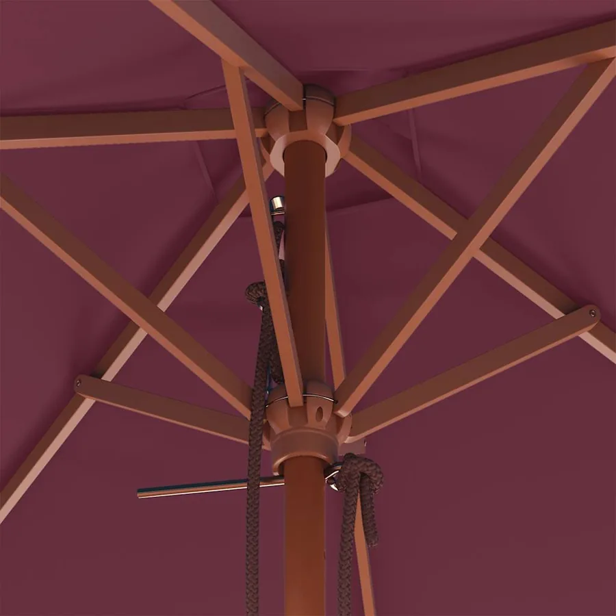 Parasol d'extérieur avec mât en bois 150x200 cm rouge bordeaux - 8
