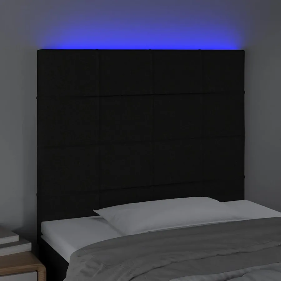 Tête de lit à LED Noir 80x5x118/128 cm Tissu - 3