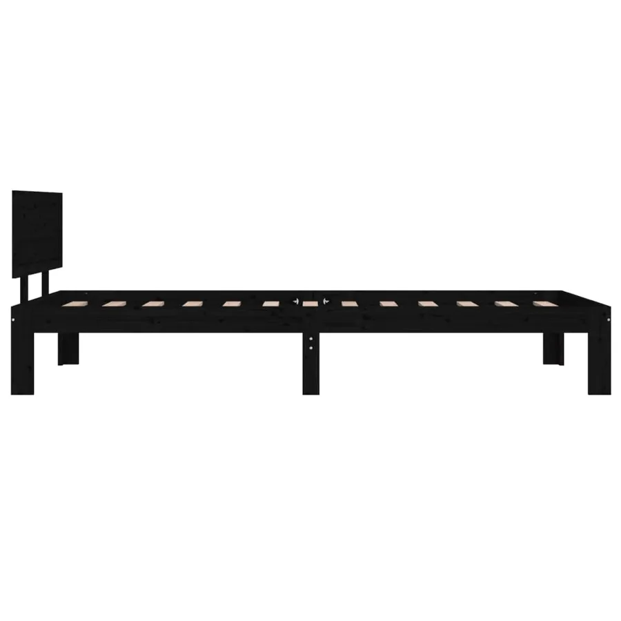 Cadre de lit sans matelas noir bois de pin massif 90x200 cm - 5