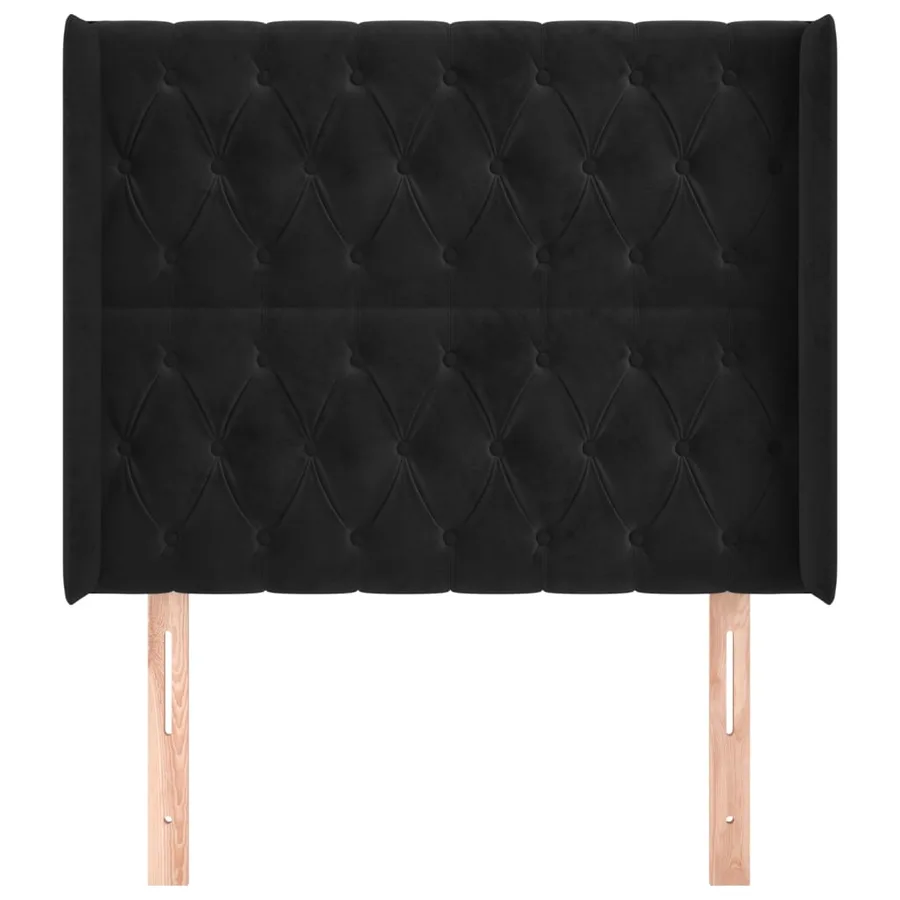 Tête de lit avec oreilles Noir 103x16x118/128 cm Velours - 3