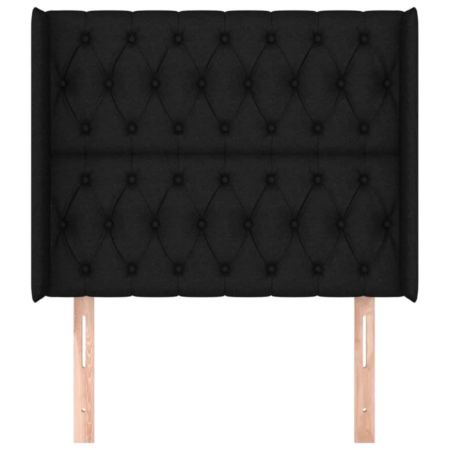 Tête de lit avec oreilles Noir 103x16x118/128 cm Tissu - 3