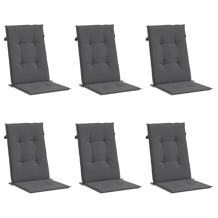 Coussins de chaise de jardin à dossier haut lot de 6 anthracite - 3