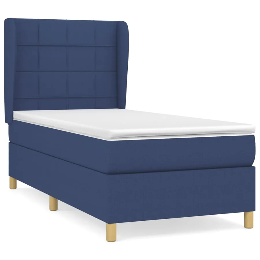 Sommier à lattes de lit avec matelas Bleu 100x200 cm Tissu - 2