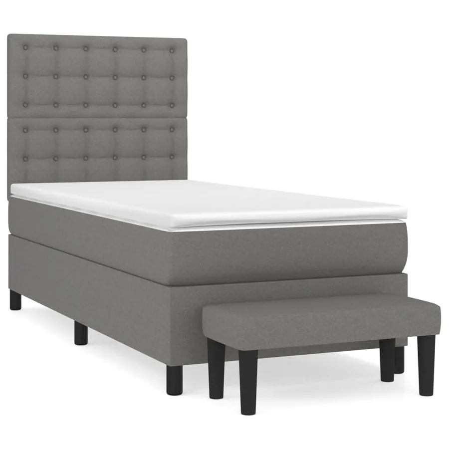 Sommier à lattes de lit avec matelas Gris foncé 80x200 cm Tissu - 2