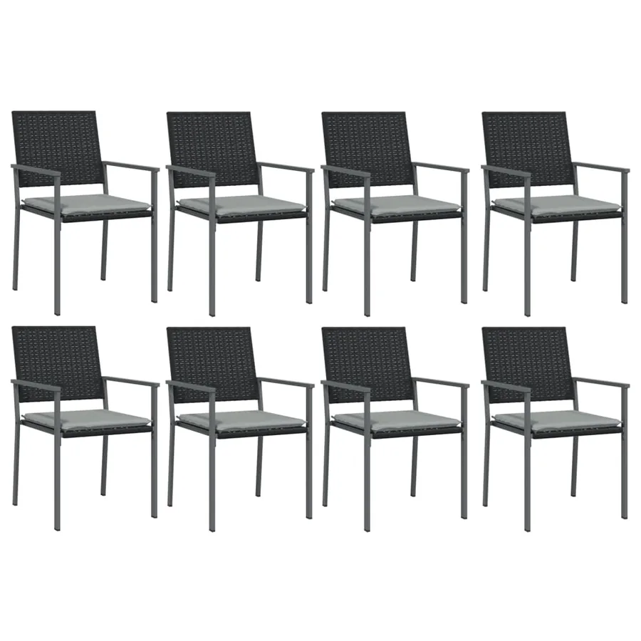 Ensemble à manger de jardin 9 pcs coussins résine tressée acier - 4