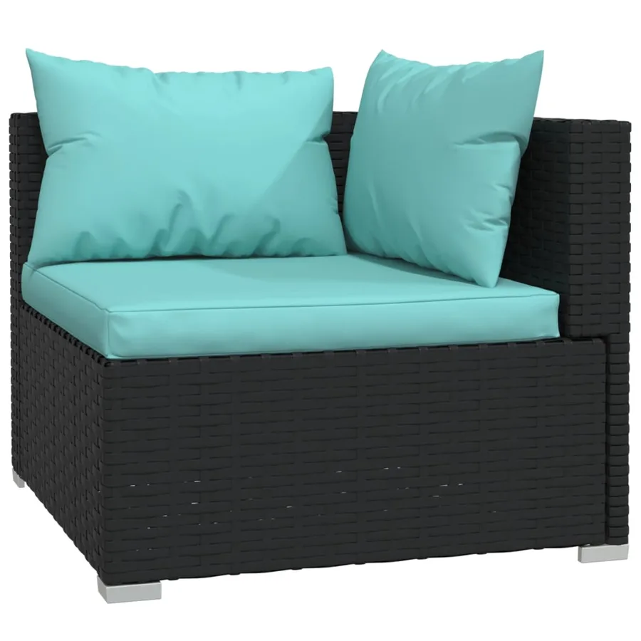 Salon de jardin 10 pcs avec coussins Résine tressée Noir - 3
